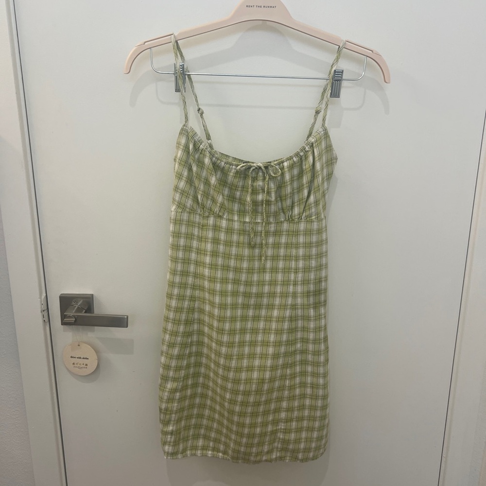 Brandy Melville Light Green Plaid Dress